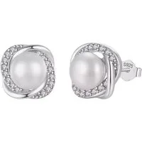 Runde Perlé Perlenohrringe elegante Ohrstecker mit Süßwasserperle im Zirkon Kreis, handgefertigte Ohrstecker, 925 Sterling Silber