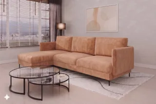 Ecksofa Designersofa HELMER Stoff Vibe Terraccota Ottomane Links
