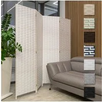 Hexim Raumteiler, Paravent 180x180 cm - Trennwand 4-teilig klappbar für Innenbereich - Raumteilung Dekoration Blickfang freistehend tragbar Privatsphäre (LR194-weiß)