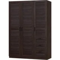 en.casa Kleiderschrank »Finning« 1 Stange, 4 Fächer, 3 Schubladen 176x120x52 cm Walnuss