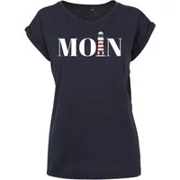 Youth Designz Print-Shirt "Moin mit Leuchtturm" Damen T-Shirt Statement Geschenk Frauen Motiv mit stylischen und schlichten Aufdruck für Frauen