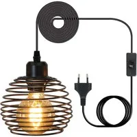 Nettlife Pendelleuchte Schwarz 1.5M Pendellampe mit Schalter Stecker E27, mit Schalter Stecker, LED wechselbar, Höhenverstellbar