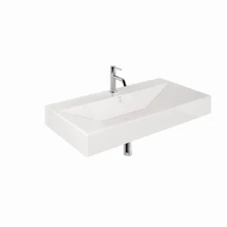 Kludi RESA Waschtisch 101 x 50 H12 cm 59WW10143 101 x 50 x 12 cm, Ein Hahnloch Weiß glänzend