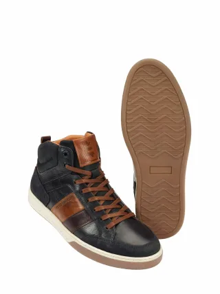 Mey & Edlich Herren High-Top-Sneaker Blau 100 % Rindleder