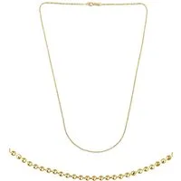 Antares Gold Goldkette Kügelchenkette 14K Gold – 45 cm, 1 mm, Hellgold, stabiler Karabinerverschluss, edle Schmuckbox