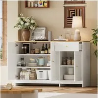 Flieks Kommode mit Arbeitsplatte in Holzoptik und verstellbarer Einlegeböden (1 St., B120/T40/H75 cm), Mehrzweckschrank mit Schubladen und Türen Sideboard Natur&Weiß