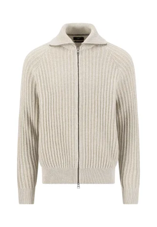 FYNCH-HATTON - Zip Cardigan, 2-tone rib*RWS snow white - Gr. - M