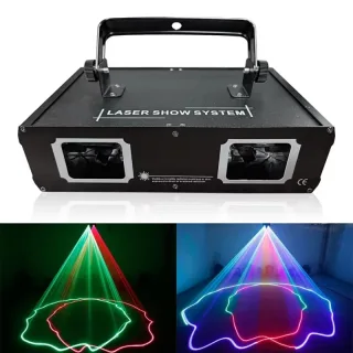 [EU Direct] YBEIYUAN 25W Disco Dual Lens RGB Beam Line Scanner Projector Stage Lamp Dmx512 Suitable for Disco Dj Party W