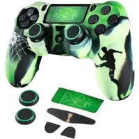 Hama Konsolen-Tasche Silikon Grip Skin Soccer für Sony PS4 Controller, Schutz-Hülle Cover Case Gel Anti Rutsch Ergonomisch Schutz Pad Folie