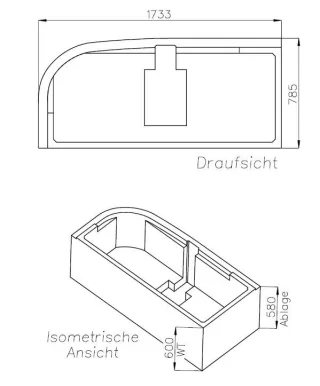 Neuesbad Wannenträger für Hoesch iSensi Vorwand links 170x75 SW 16401A