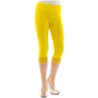YESET Caprihose Capri 3/4 Leggings Spitze Baumwolle Damen GELB XL