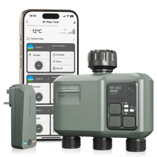 Tuya WiFi+RF433 3-Zone Smart Garden Sprinkler Water Timer Remote Control Watering System Garden Sprinkler Controller 500