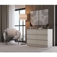 Selsey Kommode MALWA, Stauraumkommode, Schubladen mit Auszugsstopp, Weiß, Grau, Greige