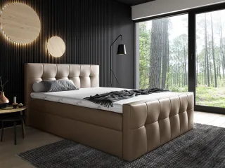 Boxspringbett Schlafzimmerbett OWEN 180x200cm Kunstleder Cappuccino