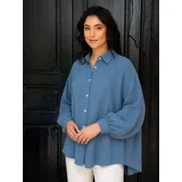 Passioni Longbluse Musselinbluse Oversize Damen Langarm Onesize Einheitsgröße (Gr. 36-54)