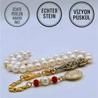M-Punkt24 Kettenanhänger Tesbih Tespih Echte Steine Gebetskette Misbaha Rosary (SÜSSWASERPERLE / HAKIKI INCI), Echte Steine