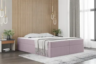Boxspringbett Schlafzimmerbett PRIMA 200x200cm Stoff Rosa inkl. Bettkasten