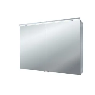 Emco Asis Pure (LED) Aufputz-Lichtspiegelschrank 979705283 1000x728mm, Aluminium, 2 Türen, mit Waschtischbeleuchtung