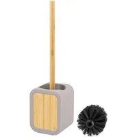 eluno WC-Reinigungsbürste Toilettenbürste aus Kunststoff und Bambus, taupe