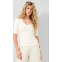 QS Kurzarmshirt T-Shirt T-Shirt mit V-Ausschnitt