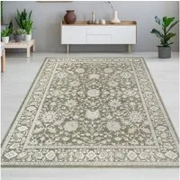 Carpetia Teppich Designer Teppich Grün Beige Vintage floral modern stilvoll, rechteckig