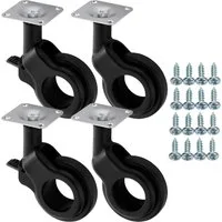 SO-TECH® Möbelrolle 4x Möbelrollen ohne Bremse inkl. Schraubenset, (4-St), mit / ohne Bremse (Feststeller), belastbar bis 30 kg pro Rolle
