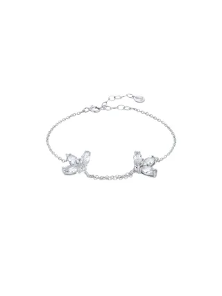 LEIS Armband 925 Sterling Silber rhodiniert Glänzend Blume Zirkonia weiß