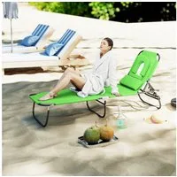Outsunny Gartenliege mit Gesichtsloch, Kopfkissen, 4-Fach verstellbare Rückenlehne, Liegestuhl, 1 St., Sonnenliege, für Garten Strand Pool Grün