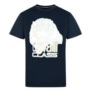 Cavalli Class Großes Tiger-Logo Navy T-Shirt