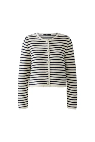 Oui - MAREA Strickjacke white blue - Gr. - 34