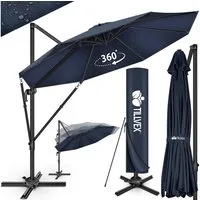 tillvex Sonnenschirm tillvex® Premium Alu Sonnenschirm 330 cm + Abdeckung & Windsicherung, Premium-Series, inkl. Regenabdeckung, Ampelschirm 6-fach Verstellbar mit Kurbel