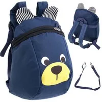 Ikonka Kinderrucksack Kinderrucksack Teddybär mit Sicherheitsleine Kindergarten Blau Pink (Kinderrucksack mit Sicherheitsleine für Kindergarten und Ausflüge, Rucksack mit Leine Hauptfach Reißverschluss verstellbare Gurte), Weiches Material kompakt ve