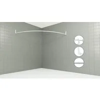 Erica Duschvorhangstange Duschstange Ecke 140x140 cm, Wandmontage, ohne Deckenbefestigung, verschraubt, Für Badewannen