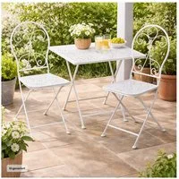 HTI-Living Garten-Essgruppe Tischgruppe Solea Weiß, (Set, 3-tlg., 1 Gartentisch, 2 Gartenstühle)