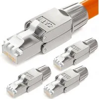 HB-DIGITAL Netzwerkstecker Netzwerkstecker CAT7 schmal RJ45 LSA STP Zinklegierung, (4-St), Kontaktoberfläche: Schirmversion 50u vergoldet