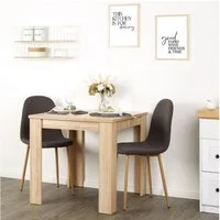 Homestyle4u Essgruppe Esstisch 80x80 2 Stühle Grau Braun Holz Küchentisch klein Sitzgruppe, (Set, 3-tlg., Esszimmergruppe 3 teilig), Polsterstuhl Leinen, Essstuhl