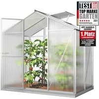 GFP Gewächshaus Eco 2 mit Set, 6 mm Wandstärke, mit Fundamentrahmen & autom. Fensteröffner