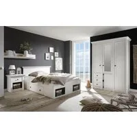 Home affaire Schlafzimmer-Set California, (Set, 3-tlg), klein, Bett 140 cm, 1 Nachttisch und 3-trg Kleiderschrank