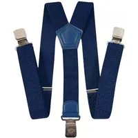 Ware aus aller Welt Hosenträger blau starke Y Hosenträger 40 mm breit mit starke Krallenclips