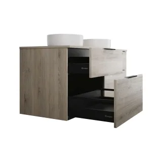 Burgbad Keramik Waschtisch-Set Eqio Eiche Dekor Flanelle/Alpinweiss, SGUO140F2632C0001 SGUO140F2632C0001