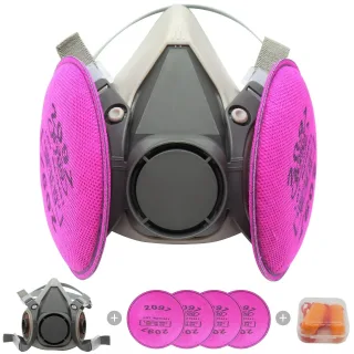 Respirator Mask 2097 Filters Set Dust Mask Silicone Material Adjustable Fit Air Purification for Carpentry Paint Dust Fu
