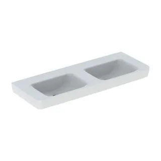 Geberit Renova Plan Doppelwaschtisch 501713008 130x48cm, ohne Hahnloch, ohne Überlauf, weiß KeraTect