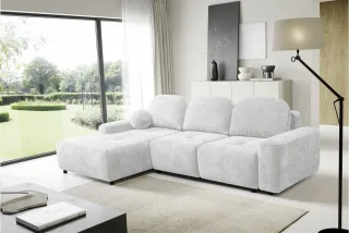 Ecksofa Schlafsofa Sofa ARGOS in Stoff Vibe Hellgrau Ottomane Links