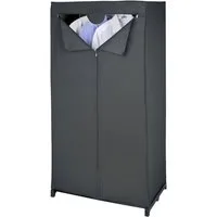 WENKO Stoffschrank Modell Deep Black mit Kleiderstange & Reißverschluss, stabiles Metallgestell, abwaschbar
