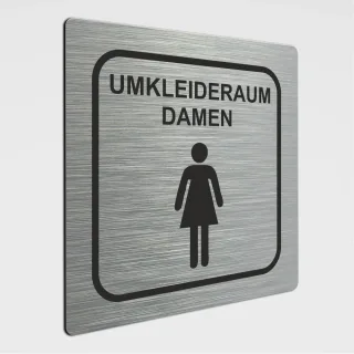 Umkleideräume Schild, Umkleideraum Damen, Alu gebürstet 20 x 20 cm