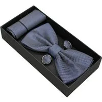 ANTALUX Fliege Elegantes 4-teiliges Herren-Set: Fliege, Tuch & Manschettenknöpfe