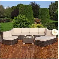 Melko Gartenlounge-Set Sitzgruppe Gartenlounge Sitzgarnitur Set aus Polyrattan XXL Lounge, (Set, 8-tlg., Lounge), Kissen inkl. Reißverschluss, daher abnehm- und waschbar