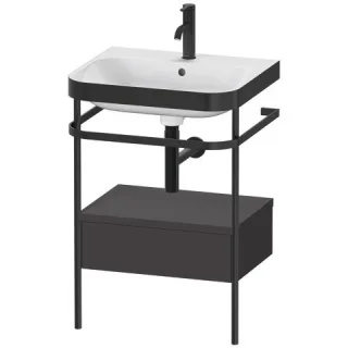Duravit Happy D.2 Plus c-bonded Set mit Metallkonsole und Schubkasten Graphit Supermatt 575x490x850  HP4740O8080