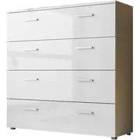 moebel-dich-auf Schubkastenkommode MALAGA 3 (mit 4 Schubkästen, 88 cm breit), Fronten in weiß Hochglanz
