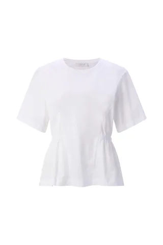 Rich & Royal - Mat Mix T-Shirt with Peplum white - Gr. - S